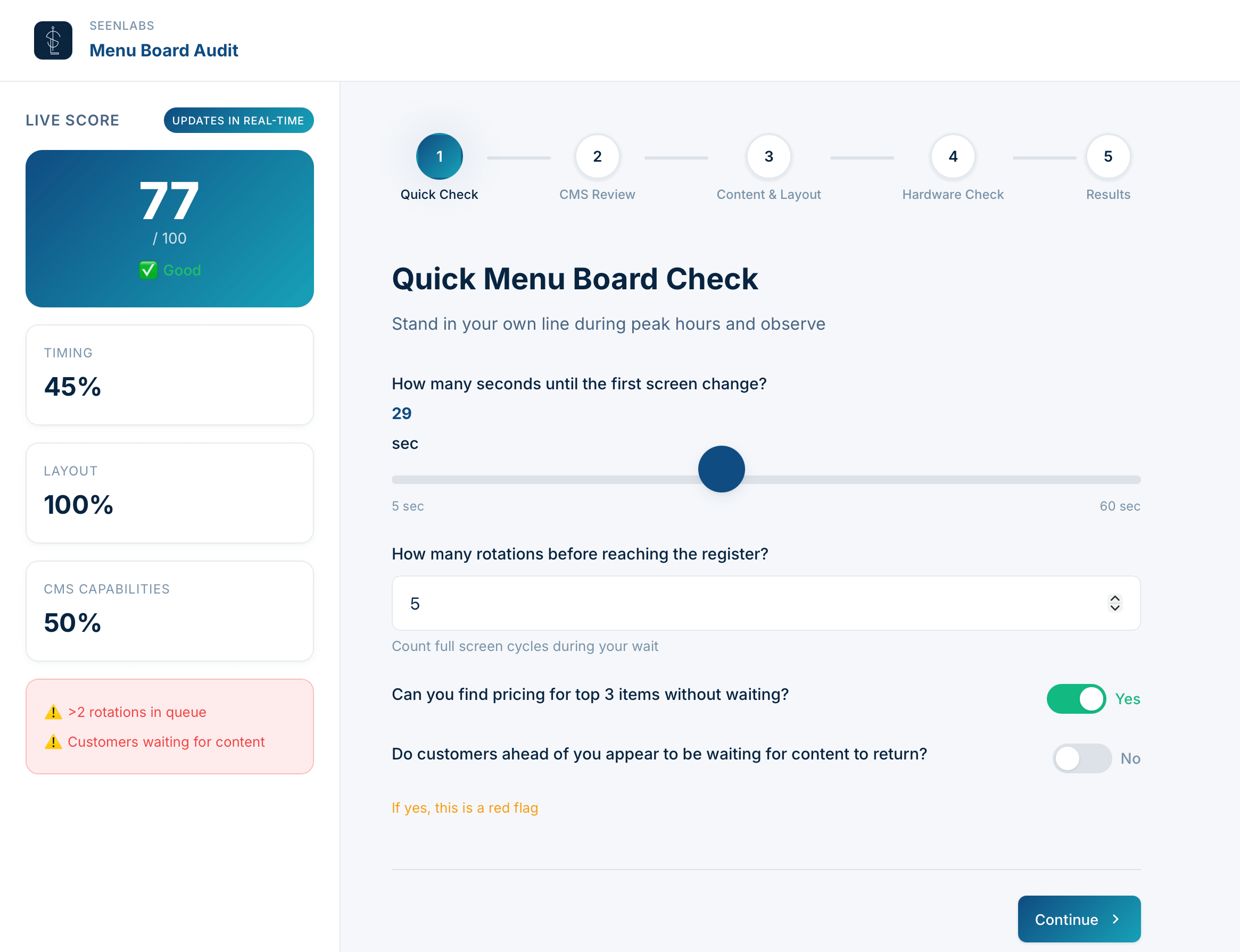 Menu Audit Tool Preview