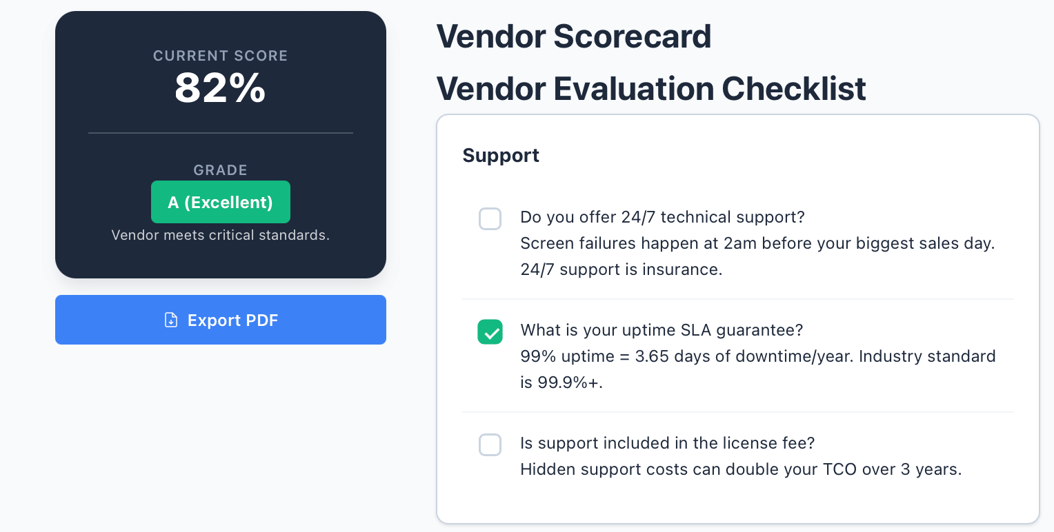Vendor Evaluation Preview